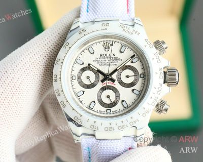 High Quality Replica Rolex Cosmograph Daytona White Strap White Face Dial High-composite Carbon Fiber Bezel Fashion Watch 40*12.4mm
